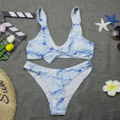 2019 New Womens Swimsuit Female Separate Bikini Set Sexy Chest Knotted Swimwear Micro Bikini Two Piece Swimsuits