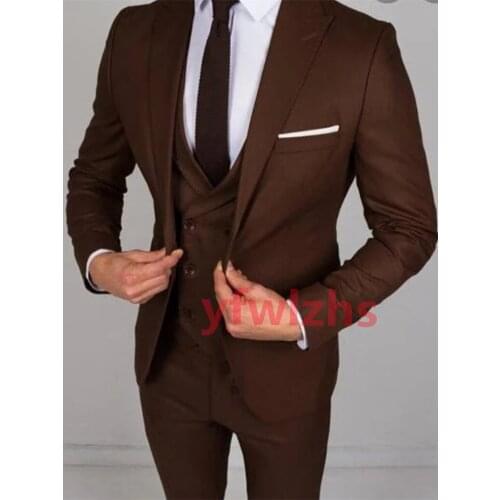 New Arrival One Button Groomsmen Peak Lapel Groom Tuxedos Men Suits Wedding/Prom Best Blazer ( Jacket+Pants+Vest+Tie) C277