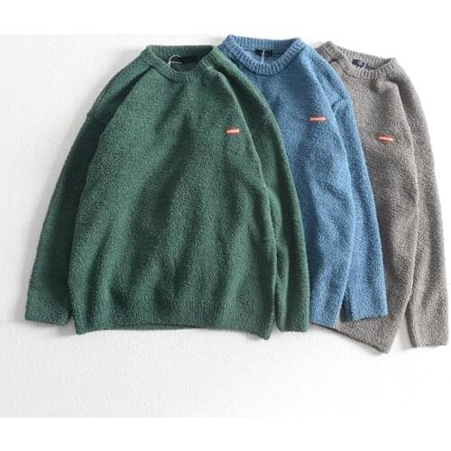 Obrix O-Neck Solid Color Autumn Winter Male Hoodie Soft Loose Retro Basic Style Pullover For Men