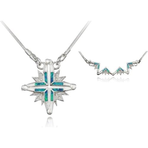 One Pendant Two Usage Pretty Cross Synthetic Blue Fire Opal OP419