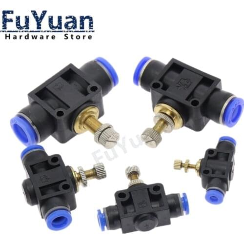 Pneumatic Airflow Regulator 4mm 6mm 8mm 10mm 12mm OD Hose Tube Gas Flow Adjust Valve Air Speed Control Valve Pneumatic Fitting