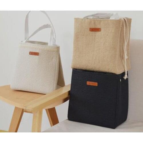 Portable Lunch Food Box Bag Aluminum Foil Insulated Thermal Food Picnic Lunch Bags Cotton Linen Cooler Tote Camping Bag Case