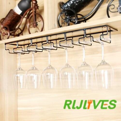 Wine Glasses Steel Holder Bartender Stemware Hanging Rack Under Cabinet Stemware Organizer Glass Goblet Iron Rack Bar Tool