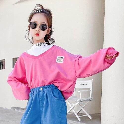 Candy Colors Girls Hoodies Spring Cotton Patchwork Sweatshirt Childrens Clothing Baby Girls Sweaters Coats Hip-hop Kids T-shirt