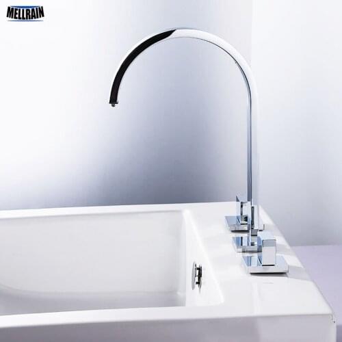 High Quality Double Handle Bathroom Faucet Brass Widespread Deck Mount Sink Mixer Tap Manufacturer Retail