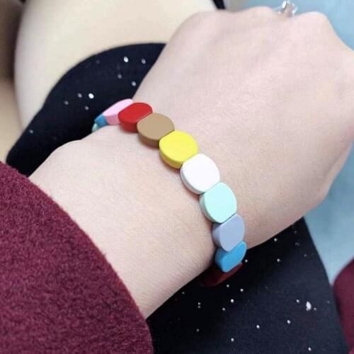 CHUNSHI EMO Euramerican Gypsy Paint DIY Rainbow Polygon Arrow Arc Bracelet Rubber Paint Dazzling Color Bracelet For Men Women