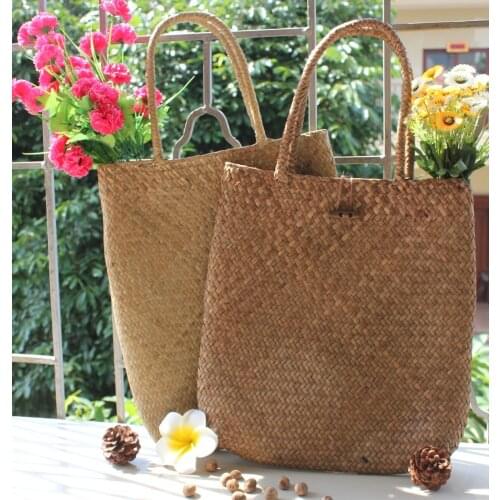 Women Straw Crossbody Satchel Handmade Knitted Shoulder Bag High Capacity Casual Handbag