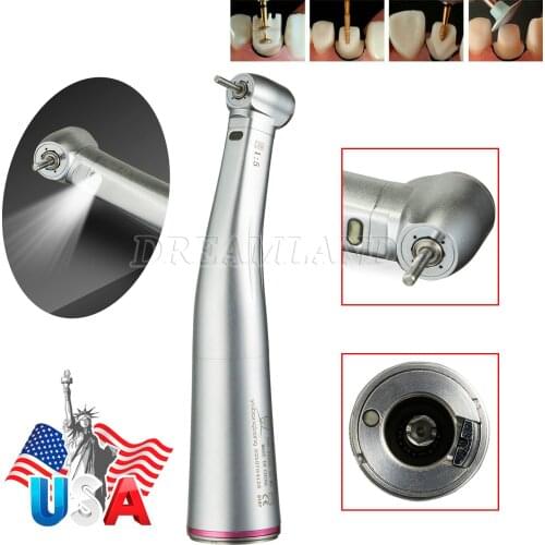 Dental 1:5 Increasing LED Optic Fiber Internal 4 spray Push Button Handpiece Contra Angle Fit NSK KAVO