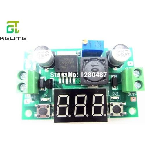 1Pcs/Lot LM2596 DC 4.0~40 to 1.3-37V Adjustable Step-Down Power Module + LED Voltmeter