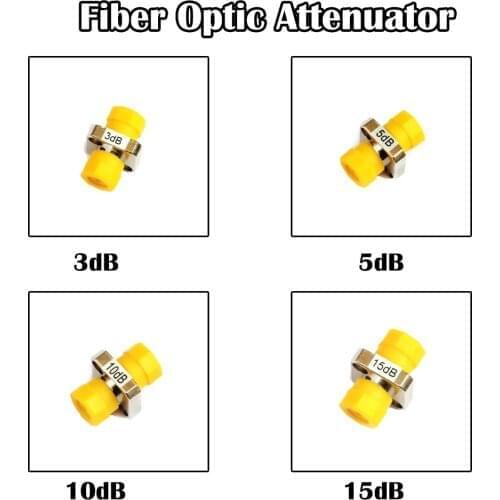10 Pieces FC Fixed Flange Fiber Attenuator 3dB,5dB,10dB,15dB, SM Single Mode Simplex FTTH Optical Networking
