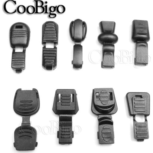 12pcs Zipper Pull Cord Ends Clip Plastic Black For Paracord Cord Tether Tip Cord Lock Sportswear Shoelace Rope Lanyard DIY Parts