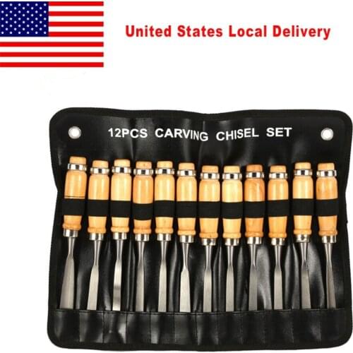 12Pcs Carving Wood Tools Hand Chisel Woodworking Carving Chisel Set