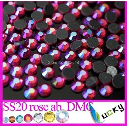 1440pcs 20ss 5mm Rose ab Color Hotfix DMC Rhinestones crystal material Freeshipping
