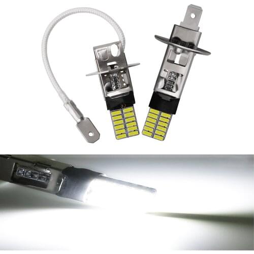 2pcs High Bright Car Led Lights H1 H3 Canbus 4014 Chip For Auto Front Back Fog Lights Headlight Fog Bulbs 12V 6000K White Diode