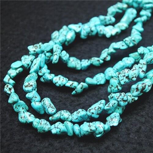2 Strings/Lot,(1 String= 40cm length),Blue Turquoisee Chips,Fit For DIY Jewelry Designs Size: 10-15mm