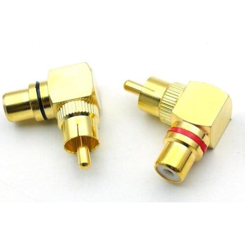 20pcs Gold-plated RCA right angle connector plug adapter male to female 90 degree CONNECTOR