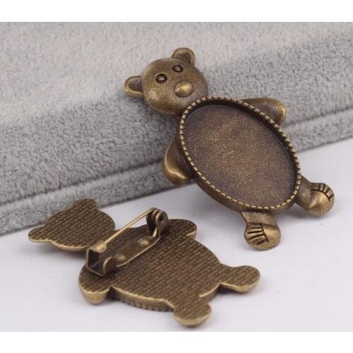 5pcs oval cabochon brooch base settings 18x25mm inner antique bronze metal brooches backing bezel trays diy accessories