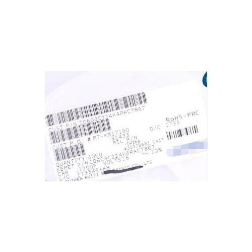 Free Shipping 4000pcs/LOT C0603C224K4RAC7867 CAP CER 0.22UF 16V X7R 0603 new and original Fuse