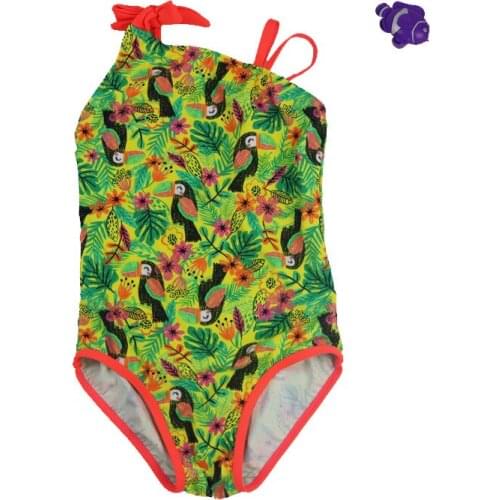 Girls One Piece Bird Printed Swimwear Girls Bandage Beachwear New Girl Swimsuit For Kids Bathing Suit Bikini Biquini Infantil