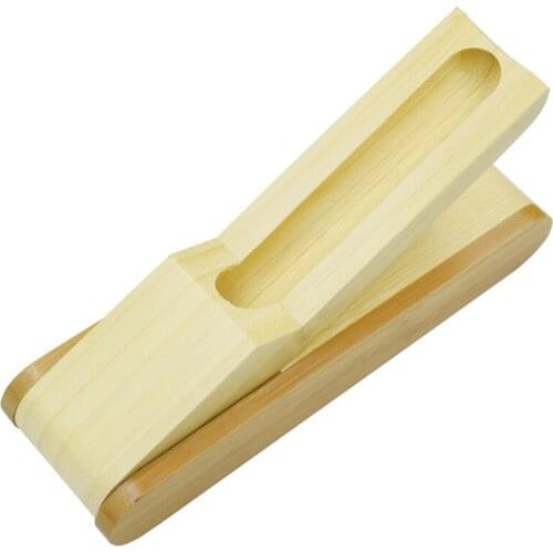 Pencil Case From Nature Bamboo Material Foldable Pencilcase For One Pen Storage Box Handmade Retro Writing Materials