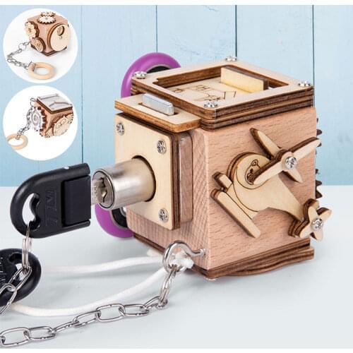Wooden Block 6-In-1 Baby Early Educational Sensory Toys Mechanism unlocking rotating screw childrens educational toy
