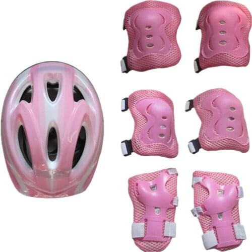 Childs 7Pcs Cycling Roller Skating Protective Gear Set 58-62cm Safety Helmet+Knee&Elbow Pads+Wrist Guards Kids Protective Gear