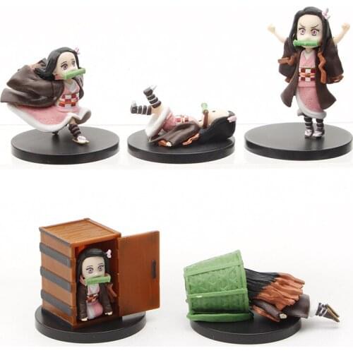 5Pcs/Set Demon Slayer Kimetsu No Yaiba lovely Kamado Nezuko Action Figure Toys Anime Figurals Brinquedos
