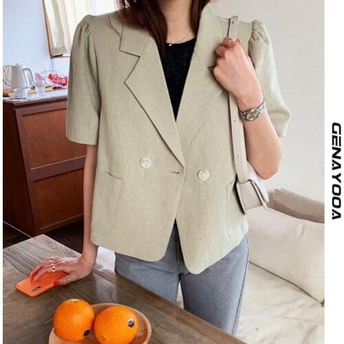 Женские льняные пиджаки Genayooa China At AliExpress