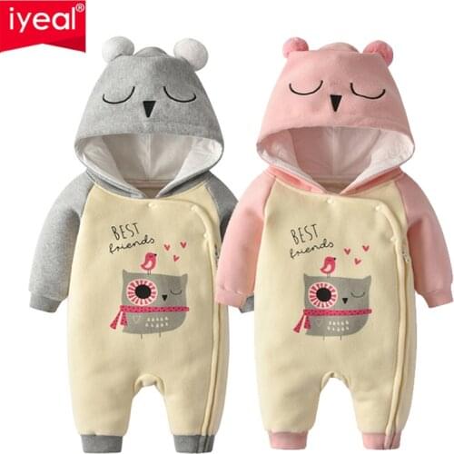 IYEAL Newest Baby Boys Girl Romper Cotton Long Sleeve Cartoon Hooded Jumpsuit Infant Clothing Autumn Spring Newborn Baby Clothes