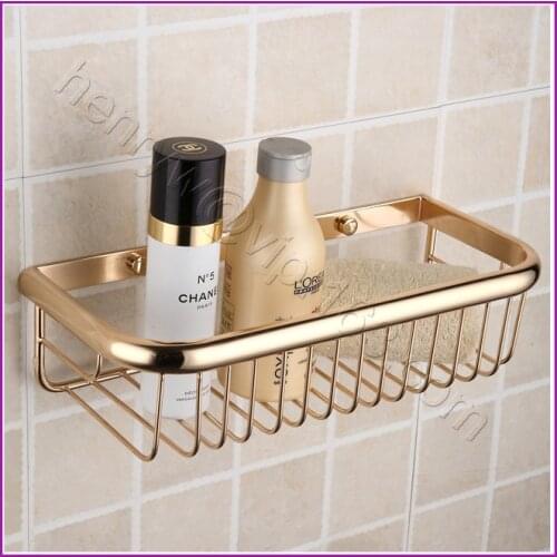 L15395 - Luxury Brass Bathroom Accessories 45CM length of Gold Color Bathroom Shelves