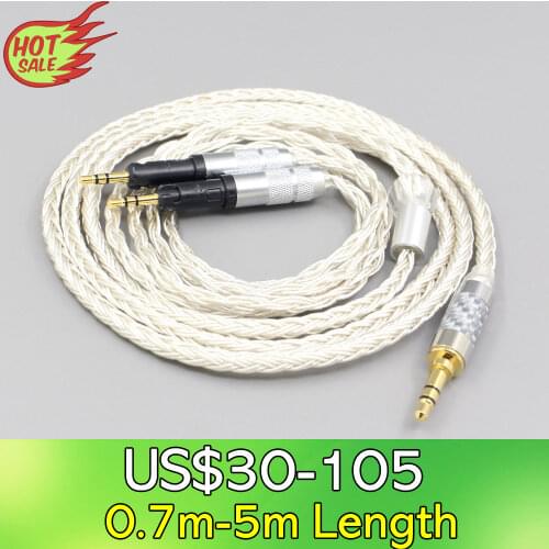 LN007472 6.5mm 2.5mm XLR 4.4mm 16 Core OCC Silver Plated Braided Earphone Headphone Cable For Audio-Technica ATH-R70X