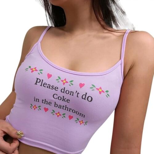 2020 Women Strappy Cotton Letter Print Tank Tops Vest Summer Sexy Short Crop Tops Camis Tees Tops Ladies