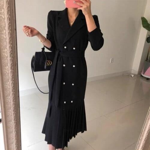 Fashion womens dress 2020 autumn and winter new retro temperament elegant suit-style waist light mature style dress