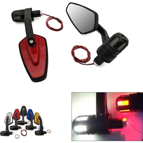 Motorcycle Side Mirror LED Handle Bar End Mirrors Turn Signal light For Honda VFR 750 800 VTR1000F CBR 125 300 500 R F FA X RC51