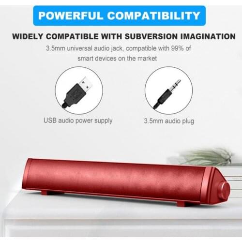 SADA V-105 Multi-media Soundbars Speaker Mobile Phone PC Mini Strip Speaker with Stereo Surround Sound and 2 Speakers Units
