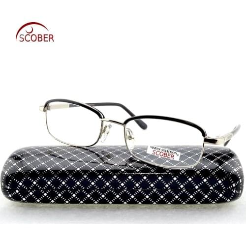 = SCOBER = Fashion Eyebrows Titanium Alloy Reading Glasses Men Women Anti-fatigue Glass lenses +0.75 +1 +1.25 +1.75 +1.5 to +4