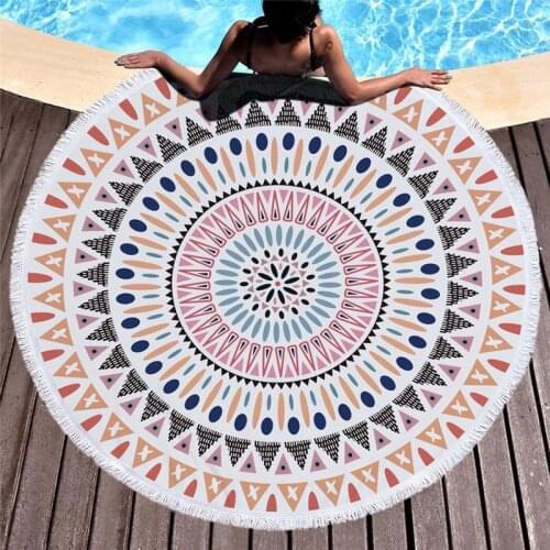Bohemian Style Microfiber Towel Beach Towel for Adult Yoga Mat Tassel Large Round Towel Cotton Tapestry Home Decor Blankets