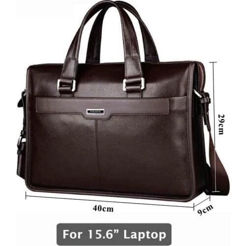 Genuine leather briefcase, 15.6 inch laptop bag, for 15.6 inch notebook computer