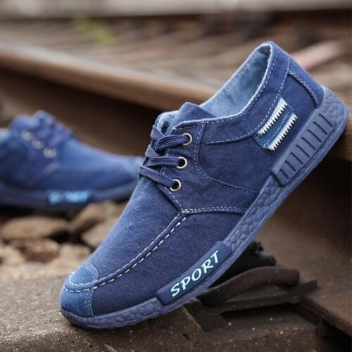 Washed denim shoes mens breathable four seasons all-match work shoes low-top canvas shoes deodorant lightweight mens shoes