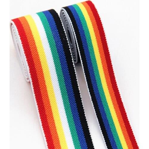 Rainbow Elastic Bands 25mm 40mm Elastic Ribbon 2.5cm 4cm Belt for Garment Trousers Headband Dress Lace DIY Sewing Accessories 1M