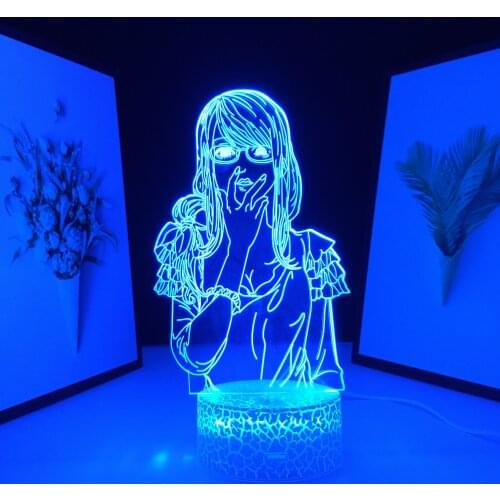 Tokyo Ghoul Anime Figure Rize Kamishiro 3D Lamp for Cool Birthday Gift Bedroom Decor Nightlight LED Night Light Tokyo Ghoul