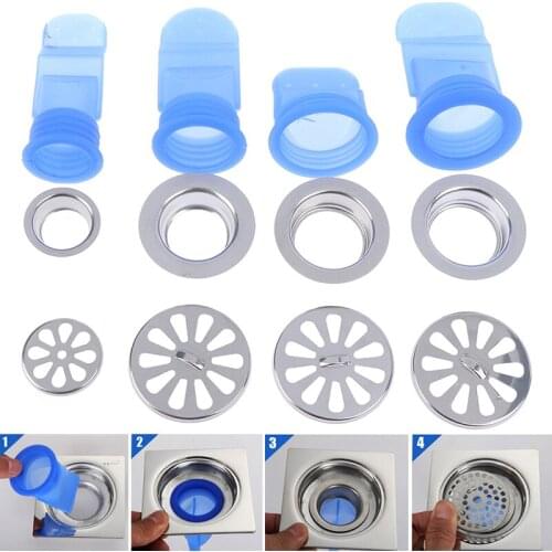 Bathroom Pipe Sewer Drainer Round Stainless Steel Cover Silicone Kitchen Strainer Anti-odor Pest Control Floor Drain Accessories