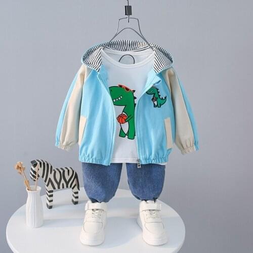 HYLKIDHUOSE Baby Boys Girls Clothing Sets Infant Cartoon Dinosaur Coats T Shirt Jeans Kids Sportswear Children Clothes Outfit