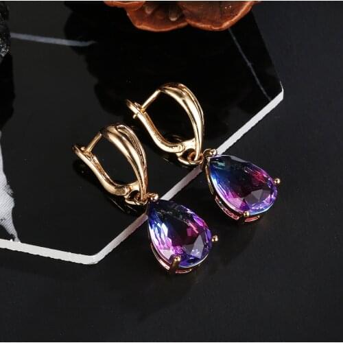 UFOORO dangle Earrings Bright water drop style shiny women Earrings Fashion Style Girl jewelry Christmas gift dropshipping