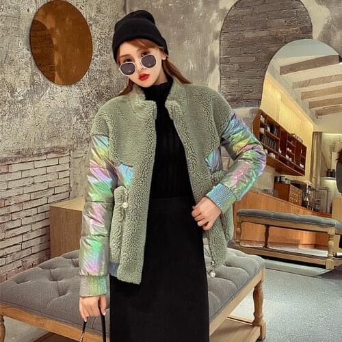 Womens Fleece Jackets Solid Sequins Long Sleeve Stand Collar Ladies Cashmere Coat Pockets Zipper Autumn Winter Outwear Female