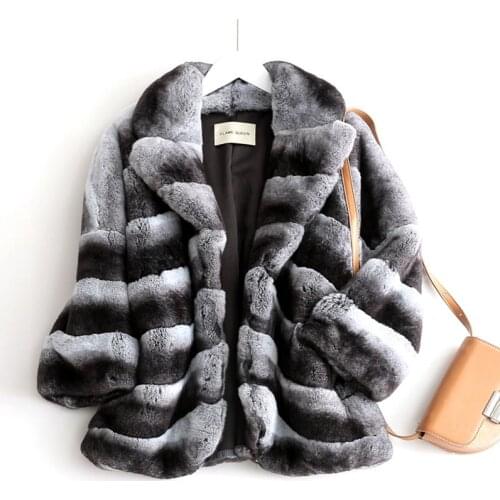New Rex rabbit fur integrated coat chinchilla profile suit collar fur coat woman thick warm new style fashion