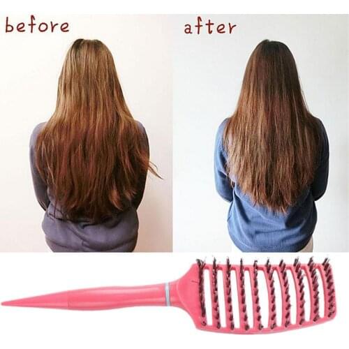 1Pc Hairbrush Anti Klit Brushy Hairbrush Women Detangler Hair Brush Bristle Nylon Scalp Massage Teaser Hair Brush Comb N3