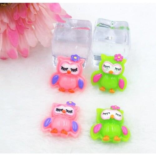 10pcs/lot DIY flat back resin owls mix colors resin cartoon kawaii resin cabochons accessoires
