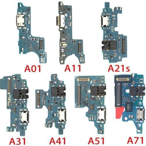 5Pcs USB Charging Port Board Flex Cable Connector Microphone Parts For Samsung Galaxy A01 A11 A12 A21 A21S A31 A41 A51 A71