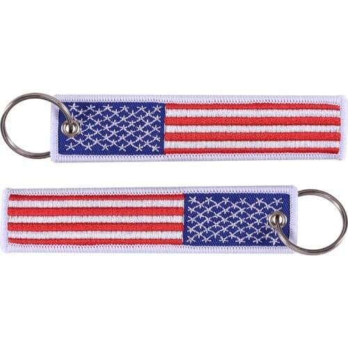 50 PCS/LOT US Flag Keychain for Motorcycles Scooters Cars and Patriotic with Key Ring EDC American Flag Gift Mobile Phone Straps